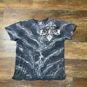 Vintage Y2K AFFICTION Men's Black and Gray Marble Skull Graphic T-Shirt s
SZ XL